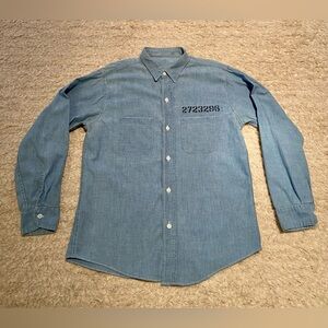 Vintage Men’s 40s 50s Prison Chambray Shirt Jail Workwear Denim Jeans Jacket